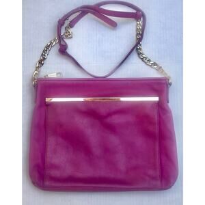 Kelsi Dagger Magenta Leather Bag Chain Strap Crossbody
